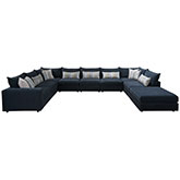 9 Piece Sectional Sofa in Elise Ink Cockpit Fabric