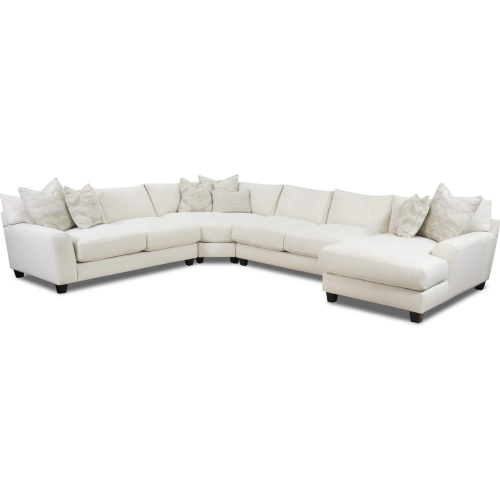 Sectional Sofa w/ Right Facing Chaise in Hobnob Cotton Off White Fabric