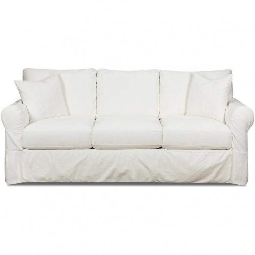 Rolled Arm Sofa in Sutton Snow White Fabric Slip Cover