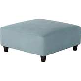 38" Square Cocktail Ottoman in Bella Skylight Blue Fabric