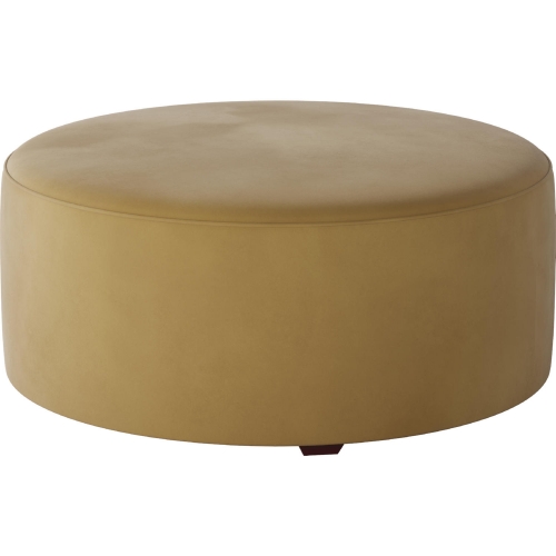 39" Round Cocktail Ottoman in Bella Harvest Gold Fabric