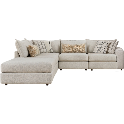 5 Piece Sectional Sofa in Durango Pewter Off White Fabric