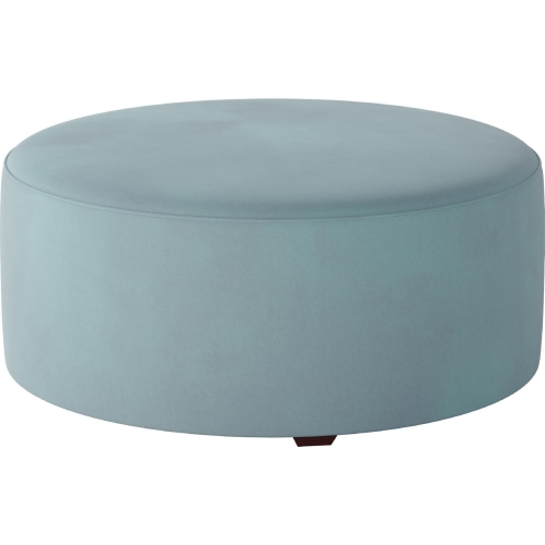 39" Round Cocktail Ottoman in Bella Skylight Blue Fabric