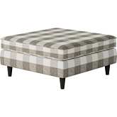 38" Square Cocktail Ottoman in Brock Berber Check Fabric