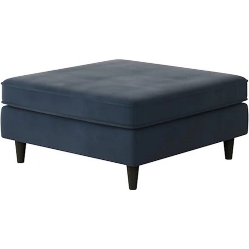 38" Square Cocktail Ottoman in Bella Midnight Blue Fabric