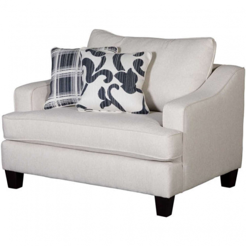 Accent Chair & a Half in Truth or Dare Salt Off White Fabric