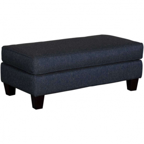 Ottoman in Truth or Dare Navy Blue Fabric