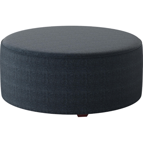 39" Round Cocktail Ottoman in Theron Indigo Blue Fabric