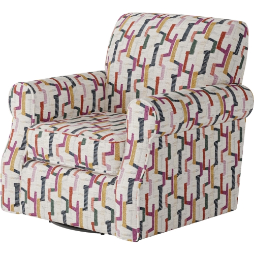 Swivel Accent Chair in Fiddlesticks Confetti Multicolor Fabric