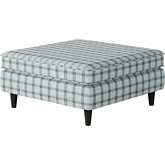 38" Square Cocktail Ottoman in Howbeit Spa Blue Fabric