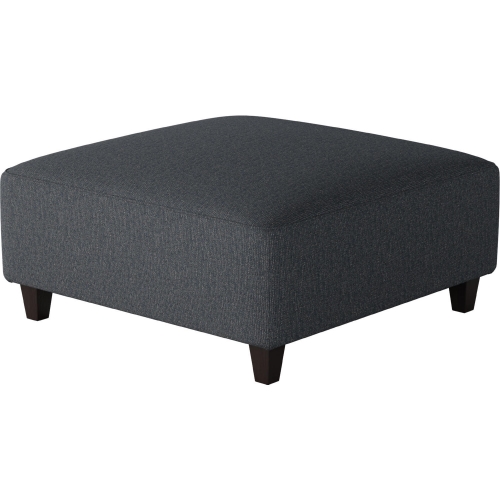 38" Square Cocktail Ottoman in Truth or Dare Navy Blue Fabric