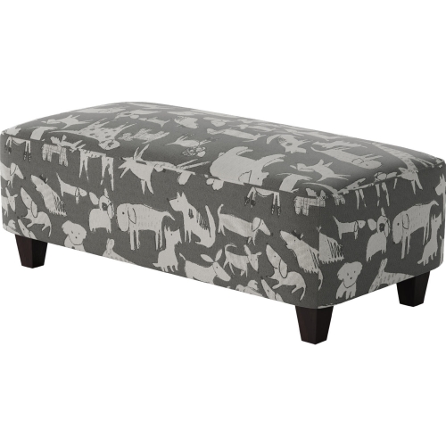 49" Cocktail Ottoman in Doggier Graphite Gray Fabric