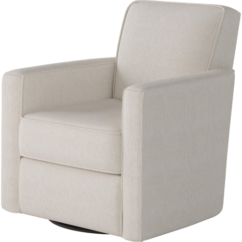 Swivel Glider Accent Chair in Truth or Dare Salt Off White Fabric