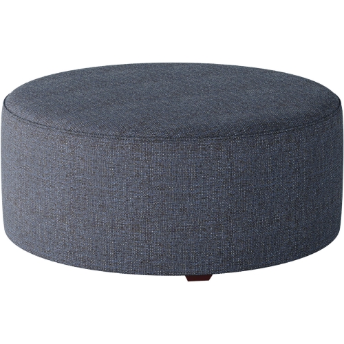 39" Round Cocktail Ottoman in Sugarshack Navy Blue Fabric