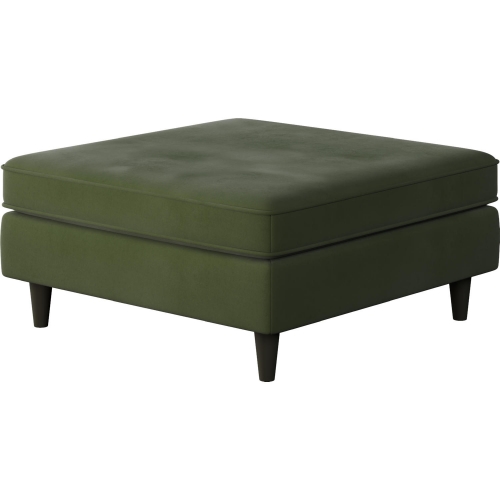 38" Square Cocktail Ottoman in Bella Forrest Green Fabric