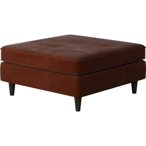 38" Square Cocktail Ottoman in Bella Burnt Orange Fabric