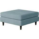 38" Square Cocktail Ottoman in Bella Skylight Blue Fabric