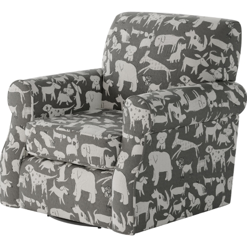 Swivel Accent Chair in Doggier Graphite Gray Print Fabric