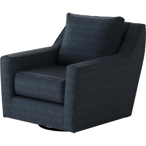 Swivel Glider Accent Chair in Theron Indigo Blue Fabric