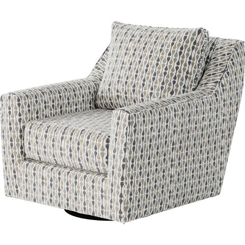 Swivel Glider Accent Chair in Limbo Denim Multicolor Fabric