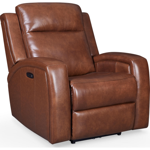 Cheyenne Dual Power Lay Flat Swivel Glider Recliner in Brown Top Grain Leather