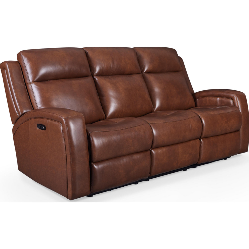 Cheyenne Dual Power Lay Flat Sofa in Brown Top Grain Leather