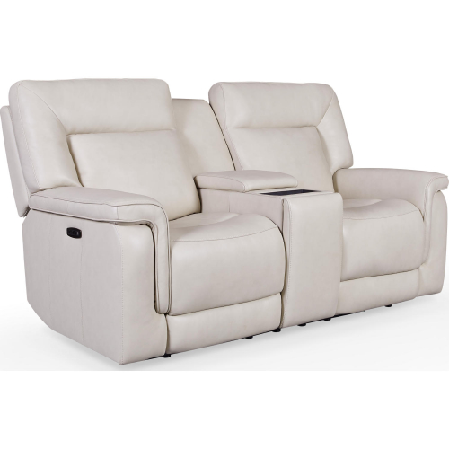 Austin Dual Power Zero Gravity Console Loveseat in Dove Leather