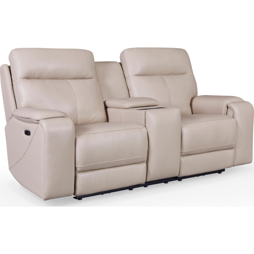 Bandera Dual Power Zero Gravity Console Loveseat in Putty Leather