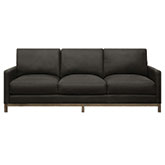 Hollywood Sofa in Napa Charcoal Gray Top Grain Leather & Wood