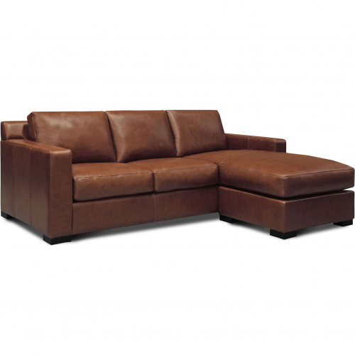 Madison Sofa w/ Reversible Chaise in Soleil Luggage Brown Top Grain Leather