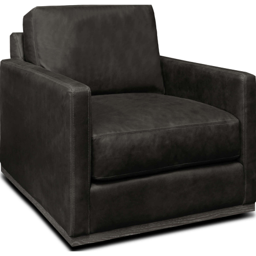 Hollywood Accent Chair in Napa Charcoal Gray Top Grain Leather & Wood