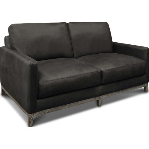 Hollywood Loveseat in Napa Charcoal Gray Top Grain Leather & Wood