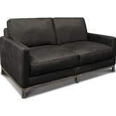 Hollywood Loveseat in Napa Charcoal Gray Top Grain Leather & Wood