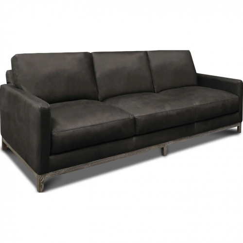 Hollywood Sofa in Napa Charcoal Gray Top Grain Leather & Wood