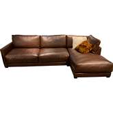 Raffa Sectional Sofa w/ Right Arm Facing Chaise in Boca Brown Top Grain Leather