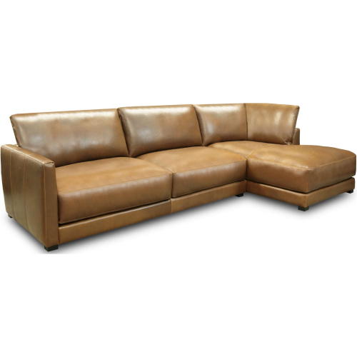 Raffa Sectional Sofa w/ Right Arm Facing Chaise in Bronze Top Grain Leather