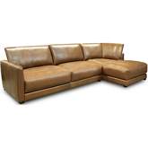 Raffa Sectional Sofa w/ Right Arm Facing Chaise in Bronze Top Grain Leather