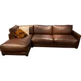 Raffa Sectional Sofa w/ Left Arm Facing Chaise in Boca Brown Top Grain Leather