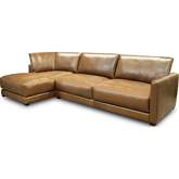 Raffa Sectional Sofa w/ Left Arm Facing Chaise in Bronze Top Grain Leather