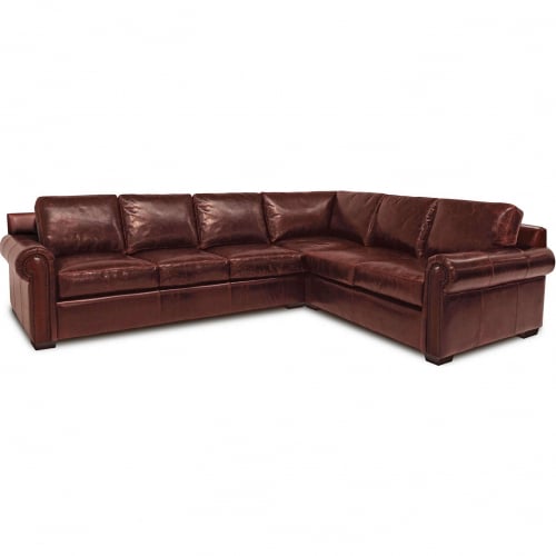 Windsor 2 Pc Sectional Sofa w/ Left Arm Facing Chaise in Soleil Red Brown Top Grain Leather