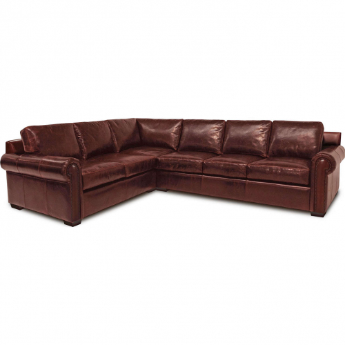 Windsor 2 Pc Sectional Sofa w/ Right Arm Facing Chaise in Soleil Red Brown Top Grain Leather