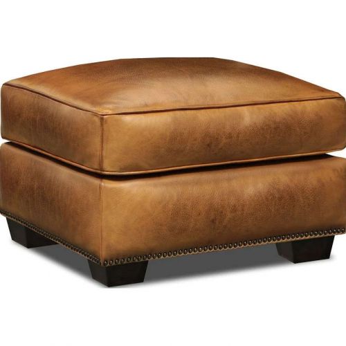 Nelson Ottoman in Diva Hand Antiqued Mustang Brown Top Grain Leather