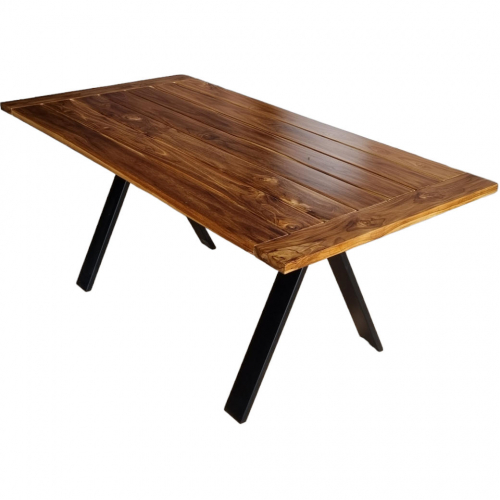 Cyprus 80" Outdoor Dining Table in Natural Teak & Metal