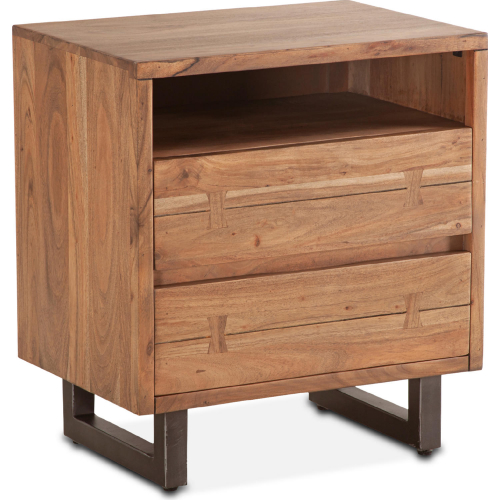 Glenwood Night Stand Chest in Smoked Acacia Wood & Iron