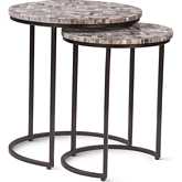 Mumbai 20" Nesting Tables in Chevron Pattern Multicolor Stone & Iron (Set of 2)