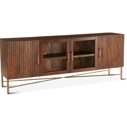 Manhattan Media Cabinet in Light Walnut Finish Wood