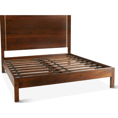 Manhattan King Platform Bed in Light Walnut Finish Wood