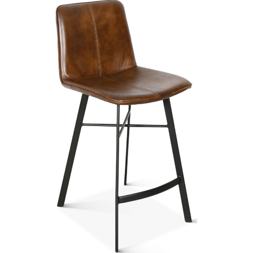 Brisbane Murphy Counter Chair in Chestnut Brown Leather & Iron