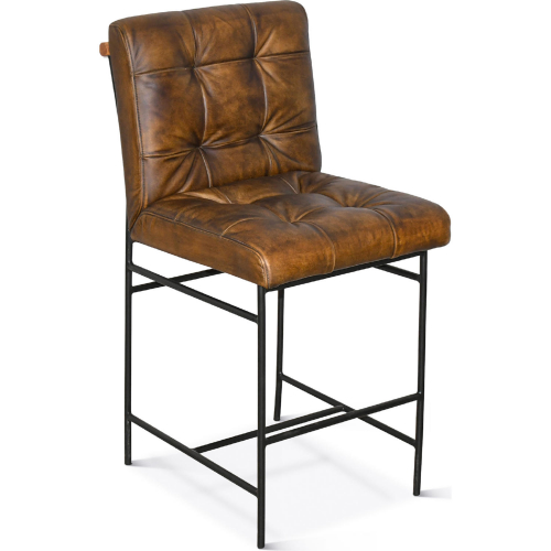 Brisbane Stockton Counter Chair in Whiskey Brown Top Grain Leather