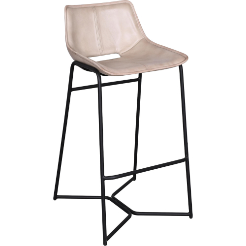 Brisbane Bar Chair in Antique Ivory Top Grain Leather & Black Iron